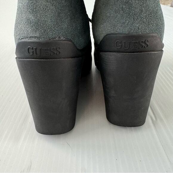 Guess Taanya lace up wedge boots blue leather upper with Sherpa upper size 8.5 - Picture 6 of 13